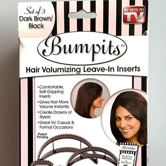 BUMPITS HAIR VOLUMIZING INSERTS DARK BROWN/BLACK SET OF 3 AS SEEN ON TV - Picture 6 of 7